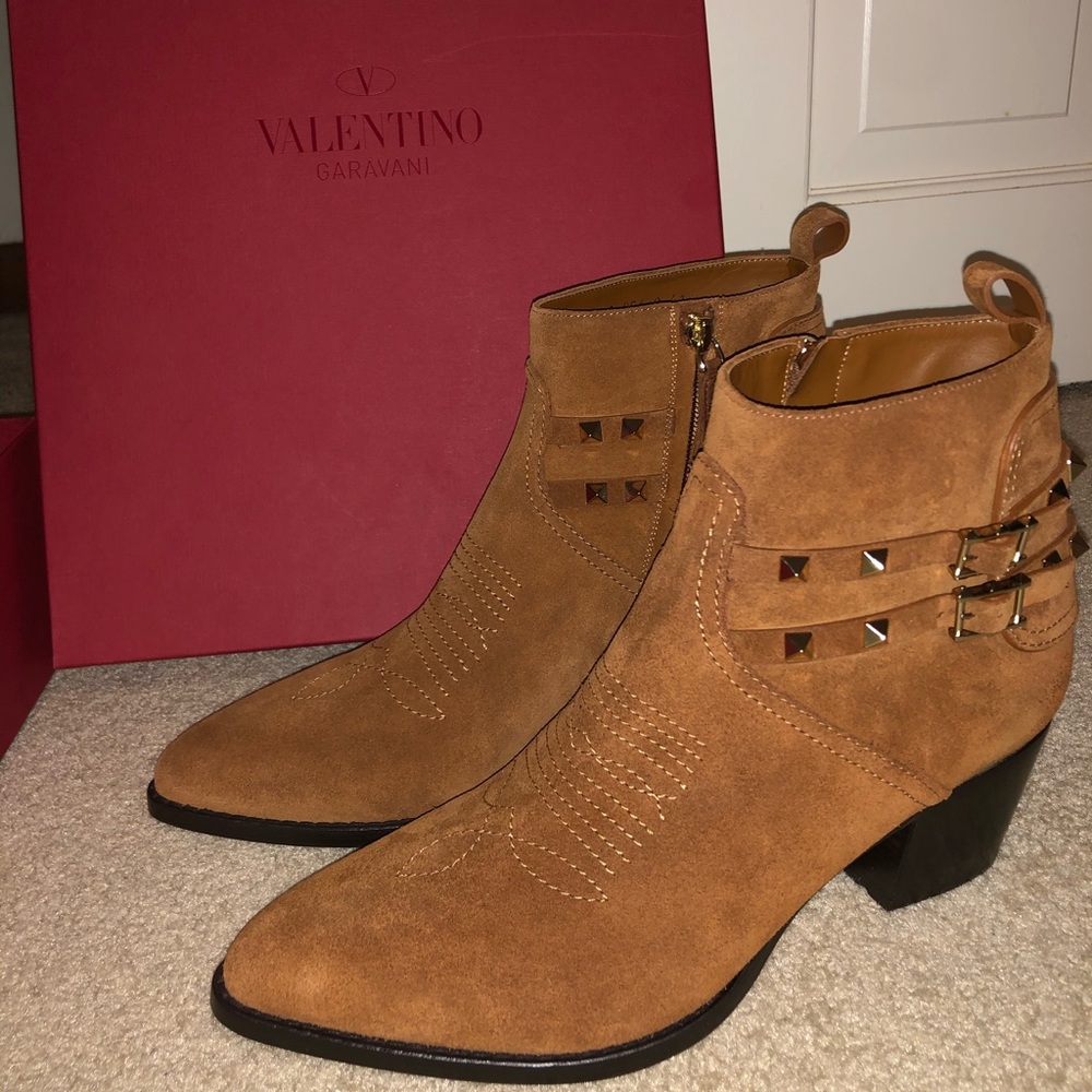 Valentino Garavani western suede booties